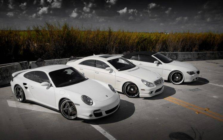 car, Porsche, White Cars, Vehicle, Mercedes Benz, BMW, Parking Lot, Serie 6 HD Wallpaper Desktop Background