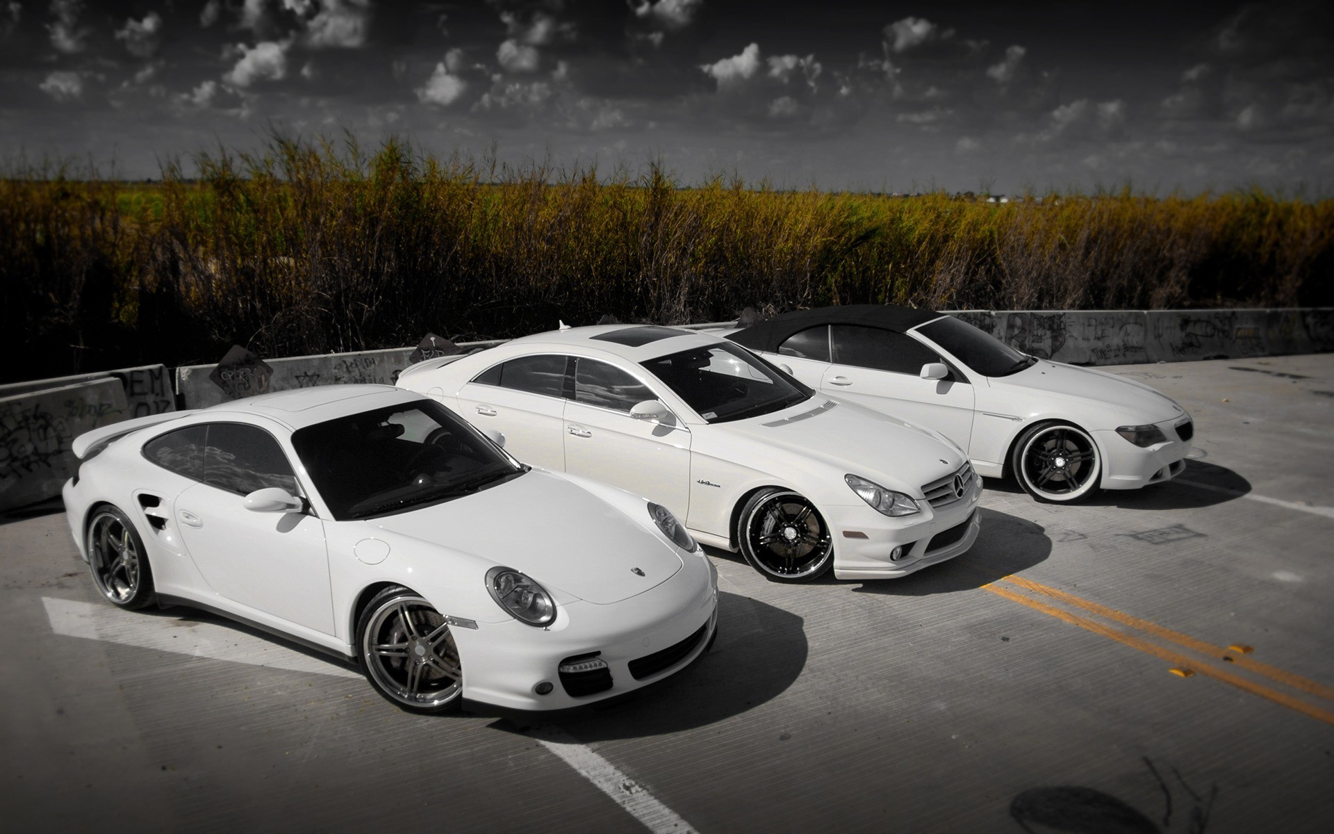 car, Porsche, White Cars, Vehicle, Mercedes Benz, BMW, Parking Lot, Serie 6 Wallpaper