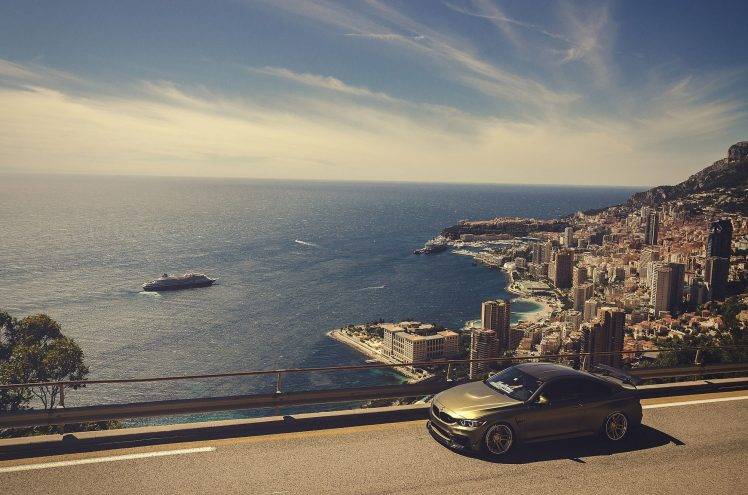 Monaco, Sea, Car, Road, Sky, Clouds, BMW HD Wallpaper Desktop Background