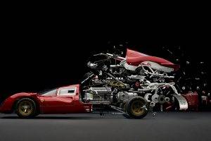 abstract, Car, Sports Car, Parts, Mechanics, Ferrari, Exploded view Diagram, Composite