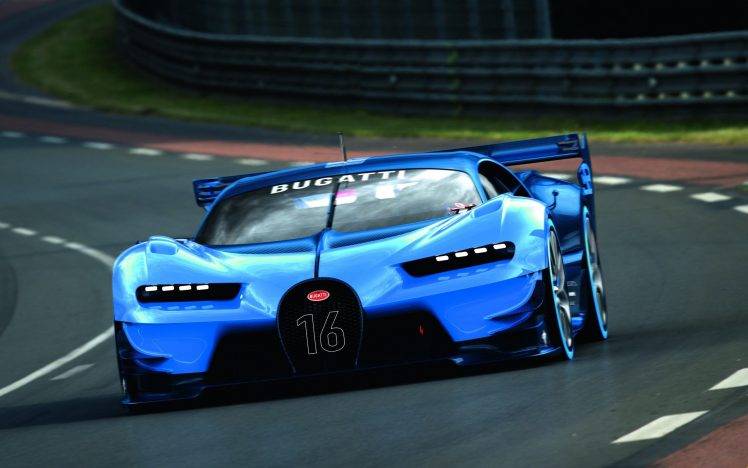 Bugatti Vision Gran Turismo, Blue Cars, Road, Car, Vehicle HD Wallpaper Desktop Background