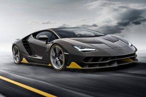 car, Lamborghini, Yellow, Black