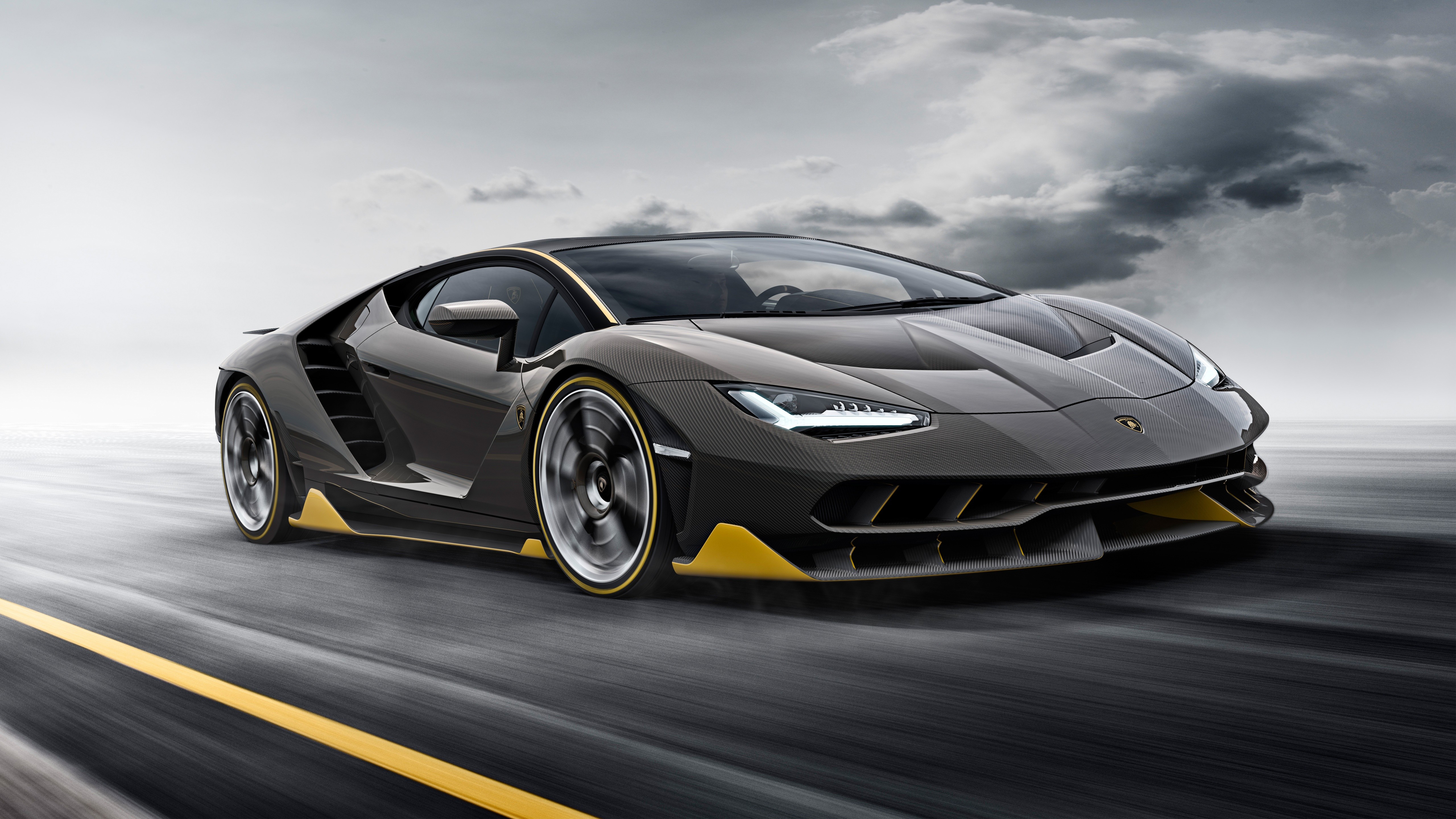 car, Lamborghini, Yellow, Black Wallpaper