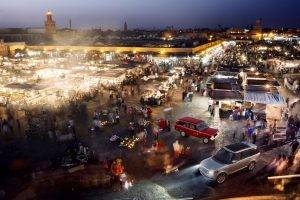 Range Rover, Marrakech, Morocco, Street, Cityscape, Long Exposure, Lights, Crowds, Town Square