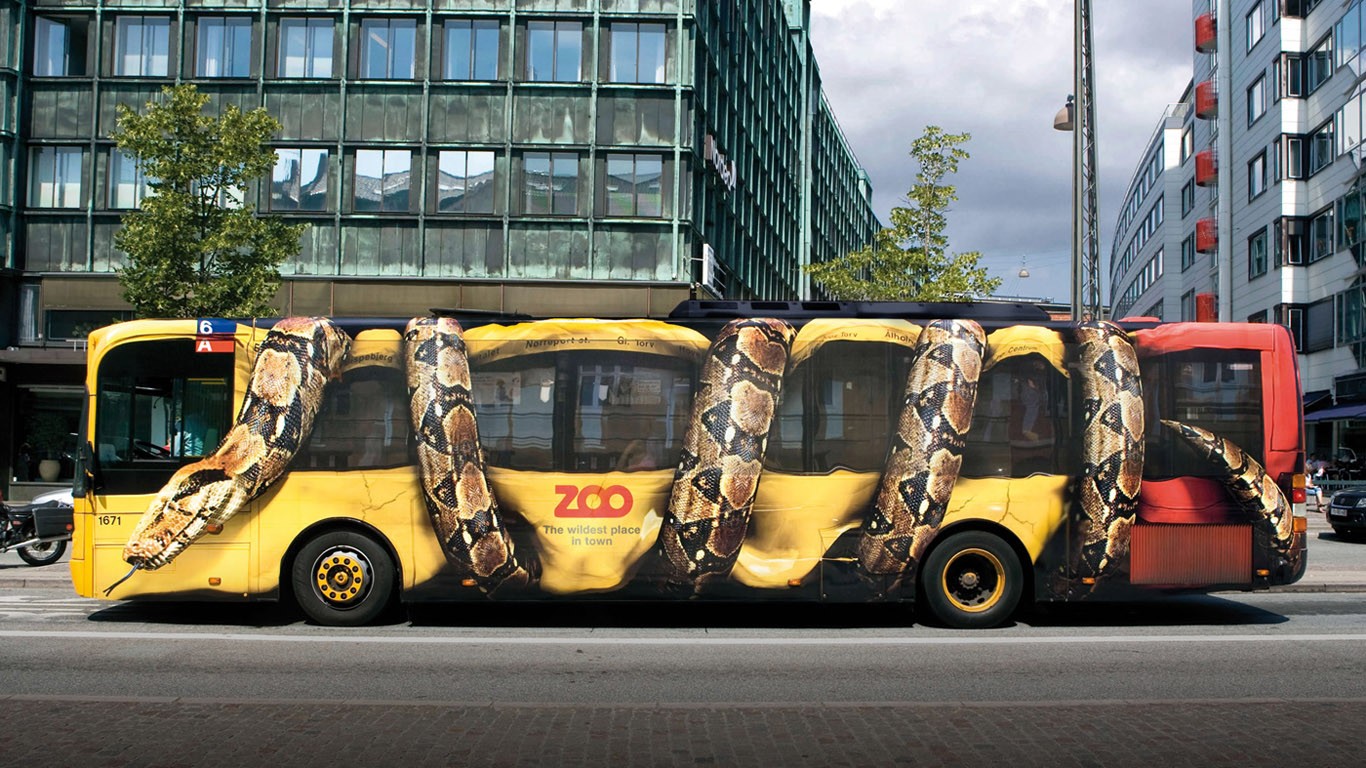 artwork, Buses, Snake, Advertisements Wallpaper
