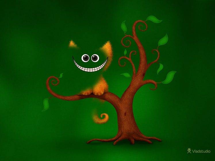 Cheshire Cat, Trees, Artwork, Vladstudio, Cat HD Wallpaper Desktop Background