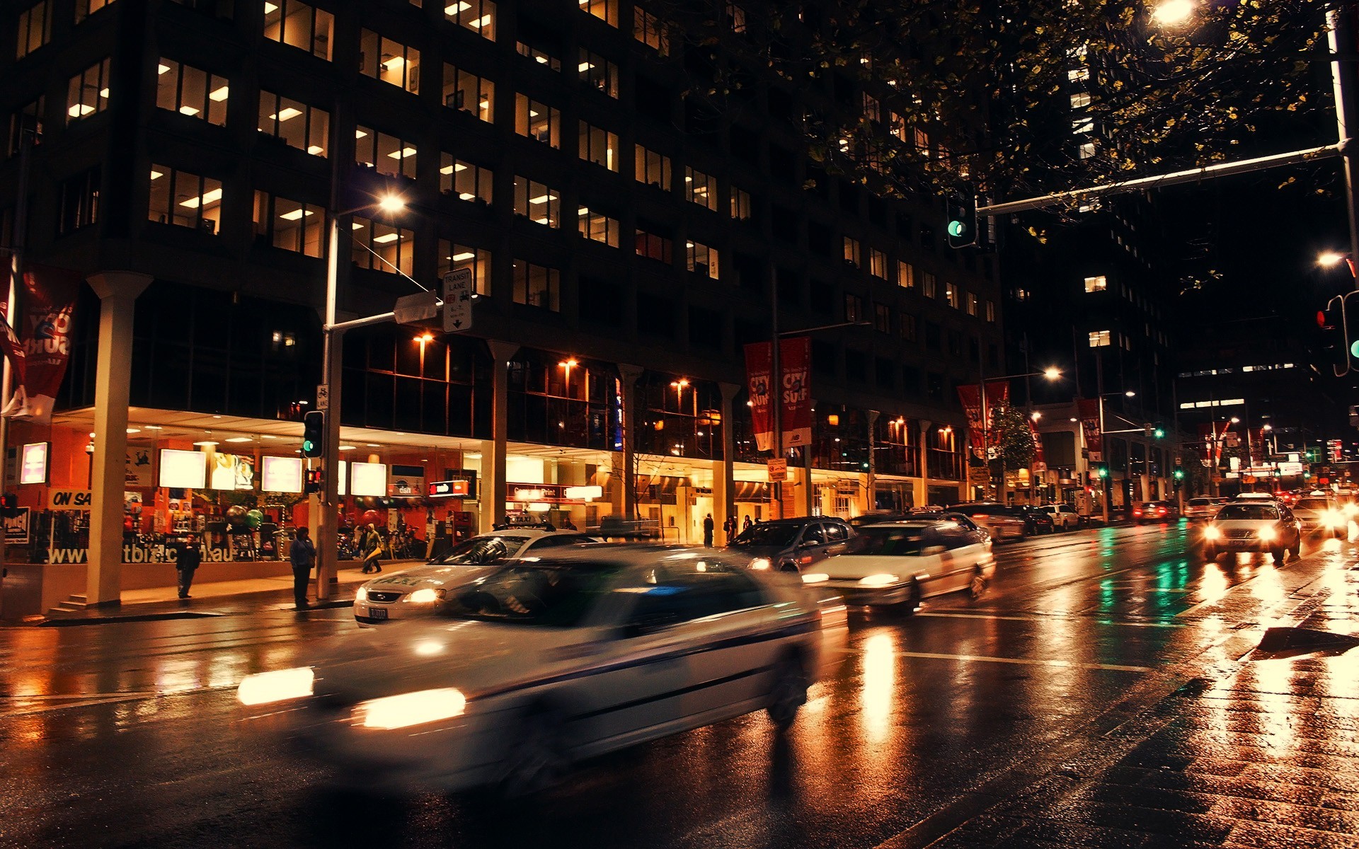 urban, Car, Street, Night, Motion Blur Wallpaper