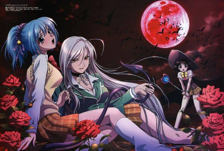 Akashiya Moka, Rosario + Vampire, Kurono Kurumu, Sendo Yukari, Anime, Anime Girls HD Wallpaper Desktop Background