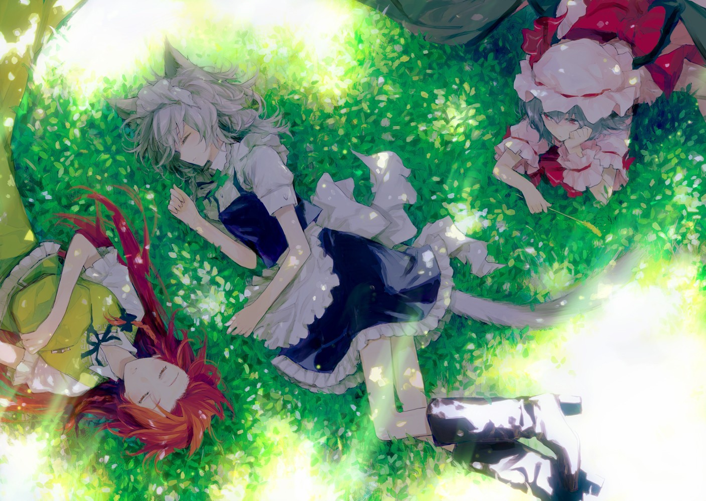 sleeping, Anime Girls, Apron, Touhou, Remilia Scarlet, Hong Meiling Wallpaper