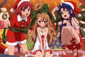Toradora!, Aisaka Taiga, Kawashima Ami, Kushieda Minori, Christmas, Santa Costume