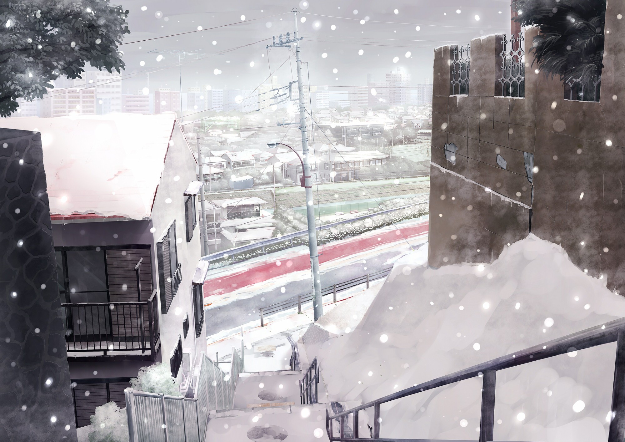 city, Snow, Winter Wallpaper