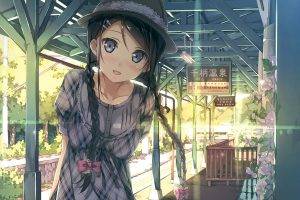 anime Girls, Train Station, Digital Art