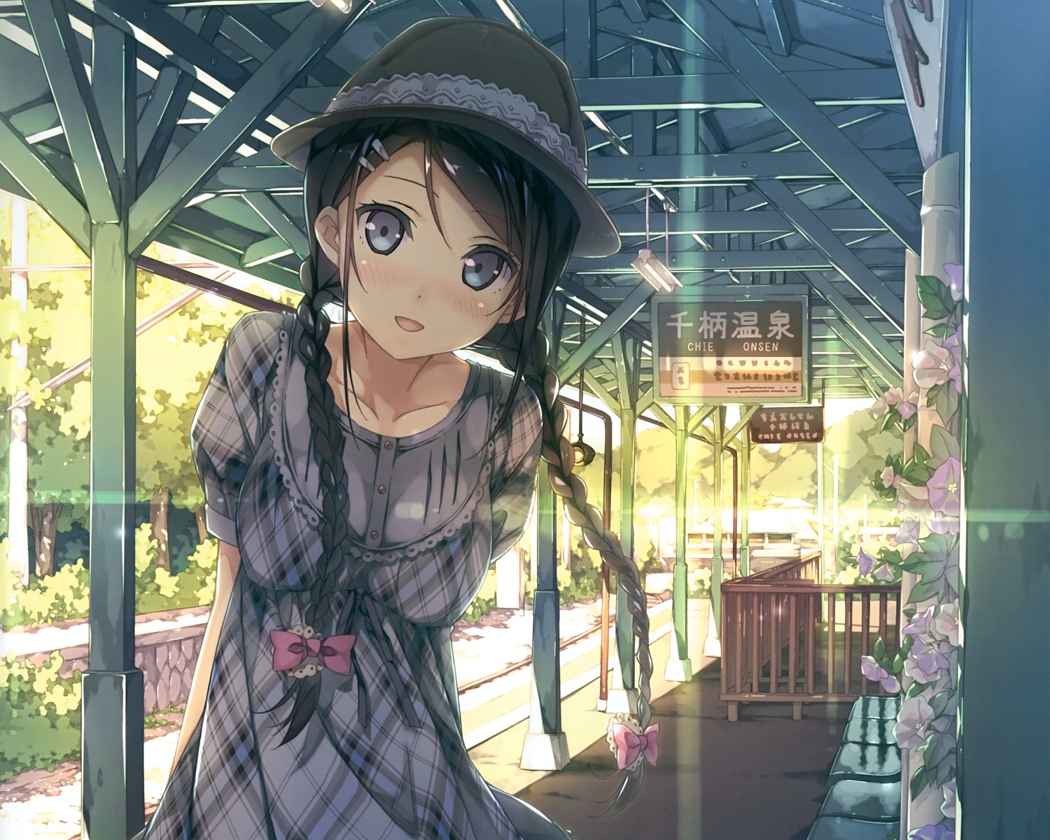 anime Girls, Train Station, Digital Art Wallpaper