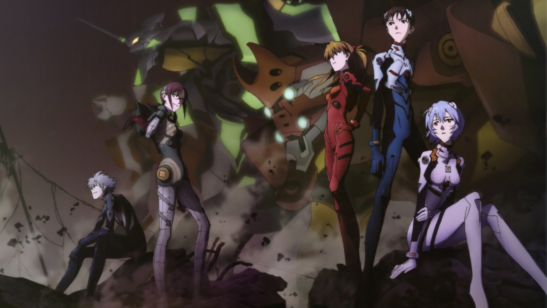 Neon Genesis Evangelion, Asuka Langley Soryu, Ayanami Rei, Ikari Shinji, EVA Unit 02, EVA Unit 01, Anime, EVA Unit 00 Wallpaper