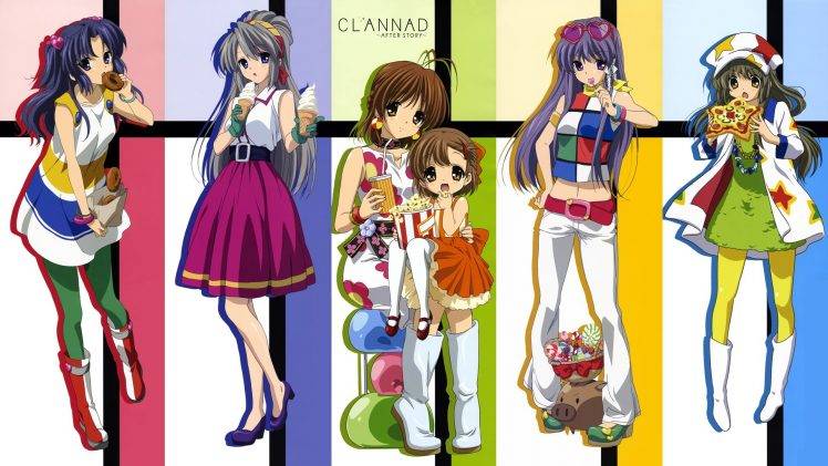 Clannad, Ichinose Kotomi, Sakagami Tomoyo, Furukawa Nagisa, Ushio Okazaki, Fujibayashi Kyou, Ibuki Fuko HD Wallpaper Desktop Background