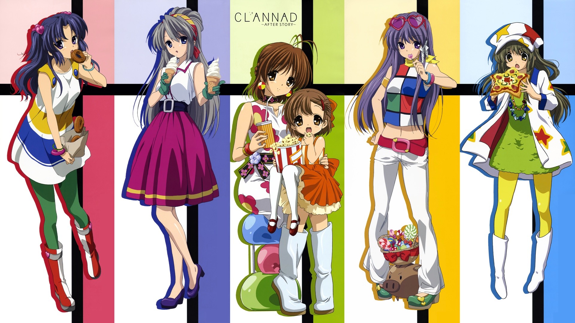 Clannad, Ichinose Kotomi, Sakagami Tomoyo, Furukawa Nagisa, Ushio Okazaki, Fujibayashi Kyou, Ibuki Fuko Wallpaper
