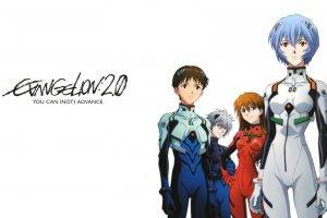 Neon Genesis Evangelion, Ikari Shinji, Ayanami Rei, Asuka Langley Soryu, Anime, Simple Background