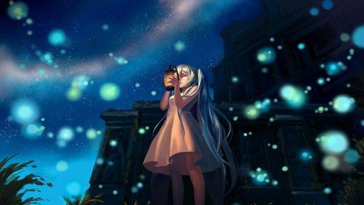 anime, Hatsune Miku, Lantern, Ruin, Vocaloid HD Wallpaper Desktop Background
