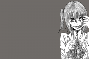 anime, Anime Girls, Horror, Monochrome, Simple Background