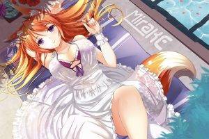 anime Girls, Fox Girl, White Dress, Dress