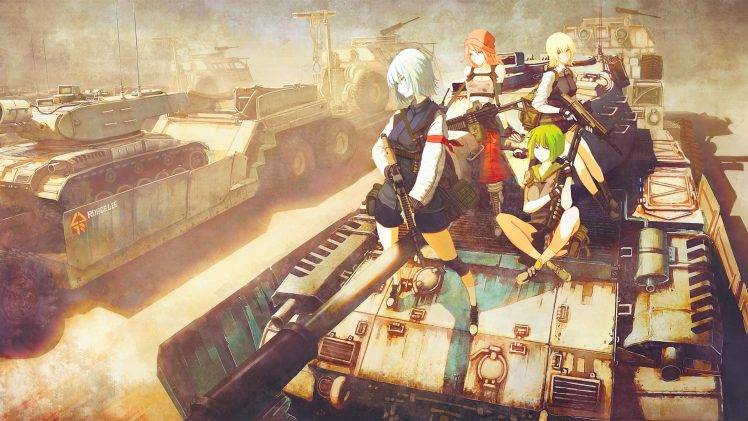 original Characters, Anime, Anime Girls, Military, Tank, Weapon, Gun HD Wallpaper Desktop Background