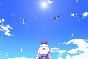 Naruto Shippuuden, Anime, Uchiha Sasuke, Clouds, Eagle