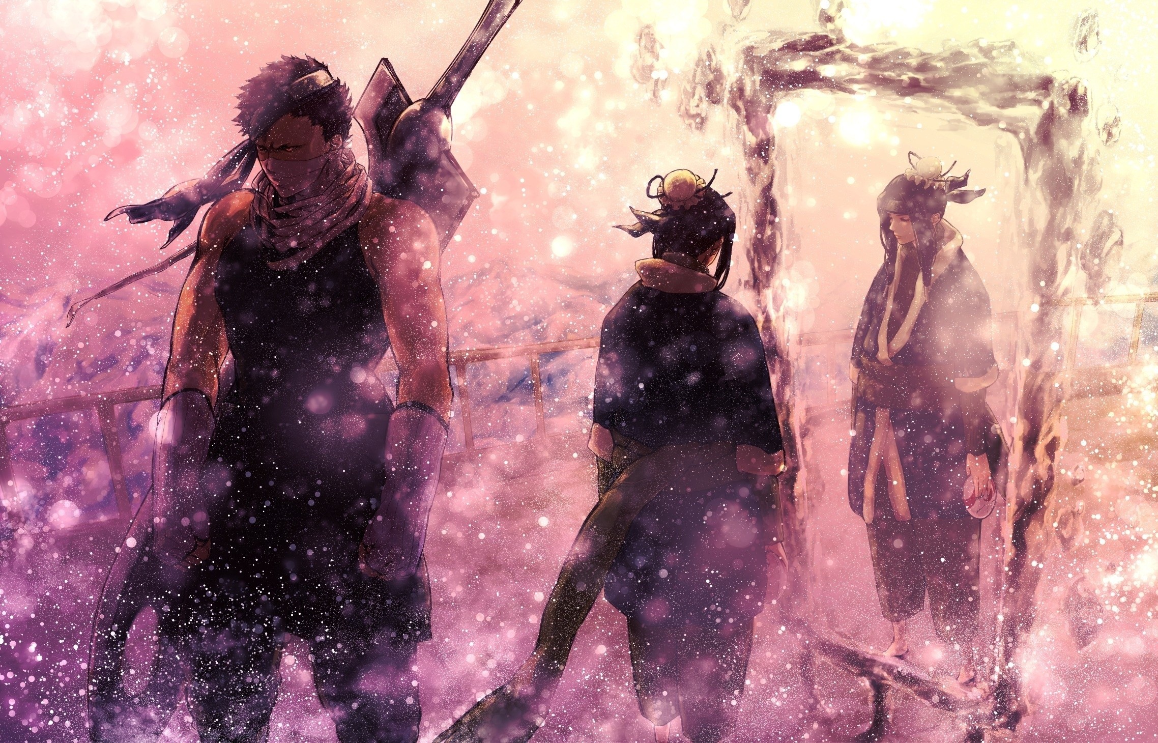 Naruto Shippuuden, Momochi Zabuza, Haku, Snow, Winter, Mirror, Bokeh Wallpaper