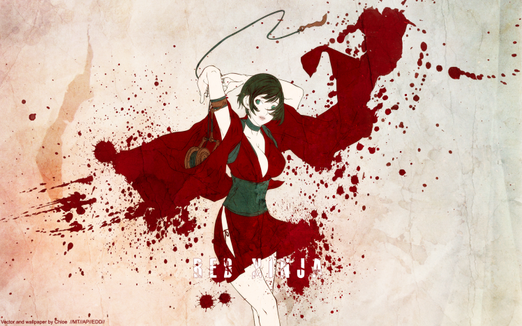 anime Girls, Red Ninja HD Wallpaper Desktop Background