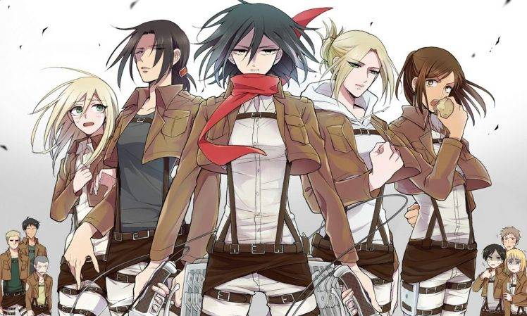Shingeki No Kyojin, Mikasa Ackerman, Blouse Sasha, Eren Jeager, Armin Arlert, Anime, Anime Girls HD Wallpaper Desktop Background