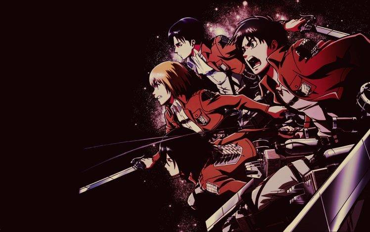 Shingeki No Kyojin, Eren Jeager, Mikasa Ackerman, Armin Arlert, Levi Ackerman, Anime HD Wallpaper Desktop Background