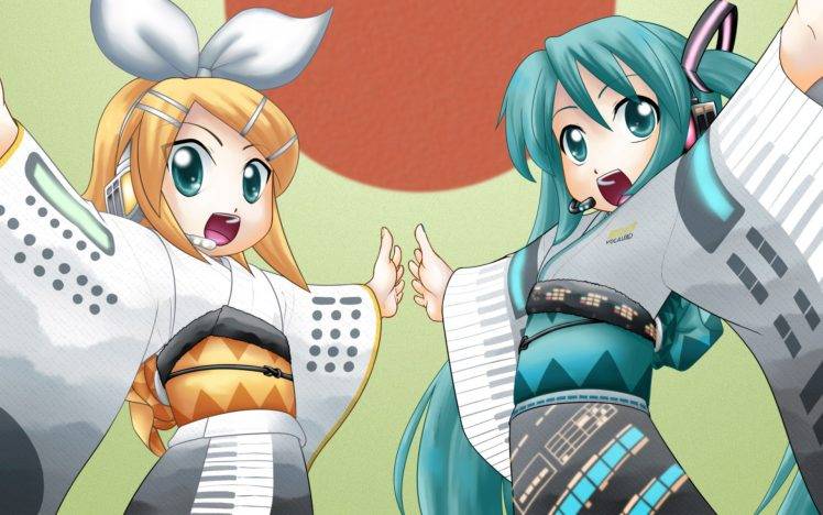Hatsune Miku, Kagamine Rin, Vocaloid HD Wallpaper Desktop Background