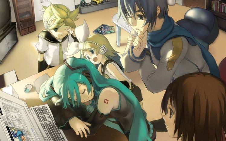 Vocaloid, Kagamine Len, Kagamine Rin, Hatsune Miku, Meiko HD Wallpaper Desktop Background