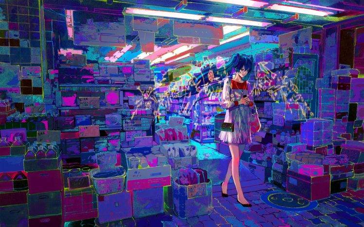 anime, Anime Girls, Vocaloid, Hatsune Miku, Twintails, Long Hair HD Wallpaper Desktop Background