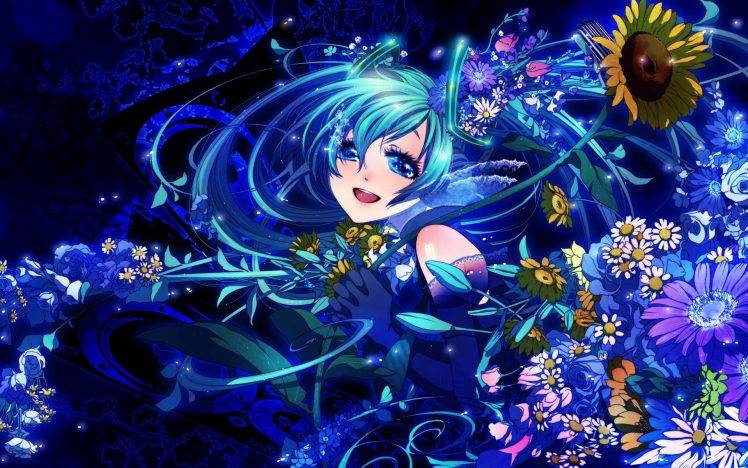 Hatsune Miku, Colorful, Vocaloid, Flowers HD Wallpaper Desktop Background