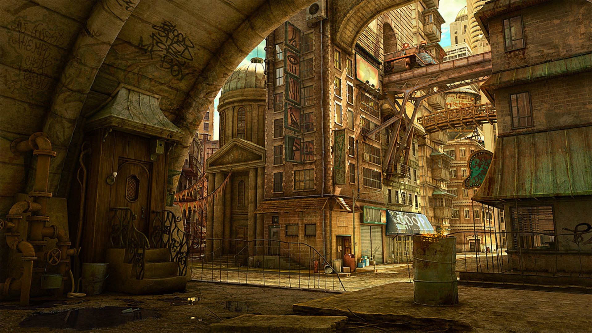 Badass Fantasy Steampunk City Art Tekkon Kinkreet City Steampunk Wallpapers Hd Desktop And