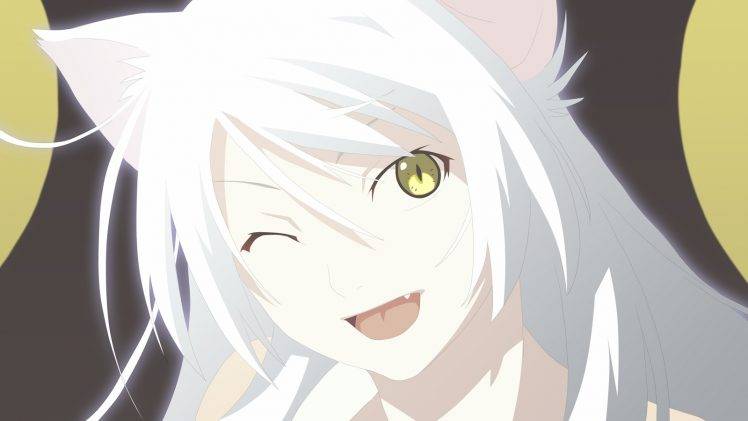 Hanekawa Tsubasa, Monogatari Series, Cat, Anime Girls, Anime, Sawarineko HD Wallpaper Desktop Background