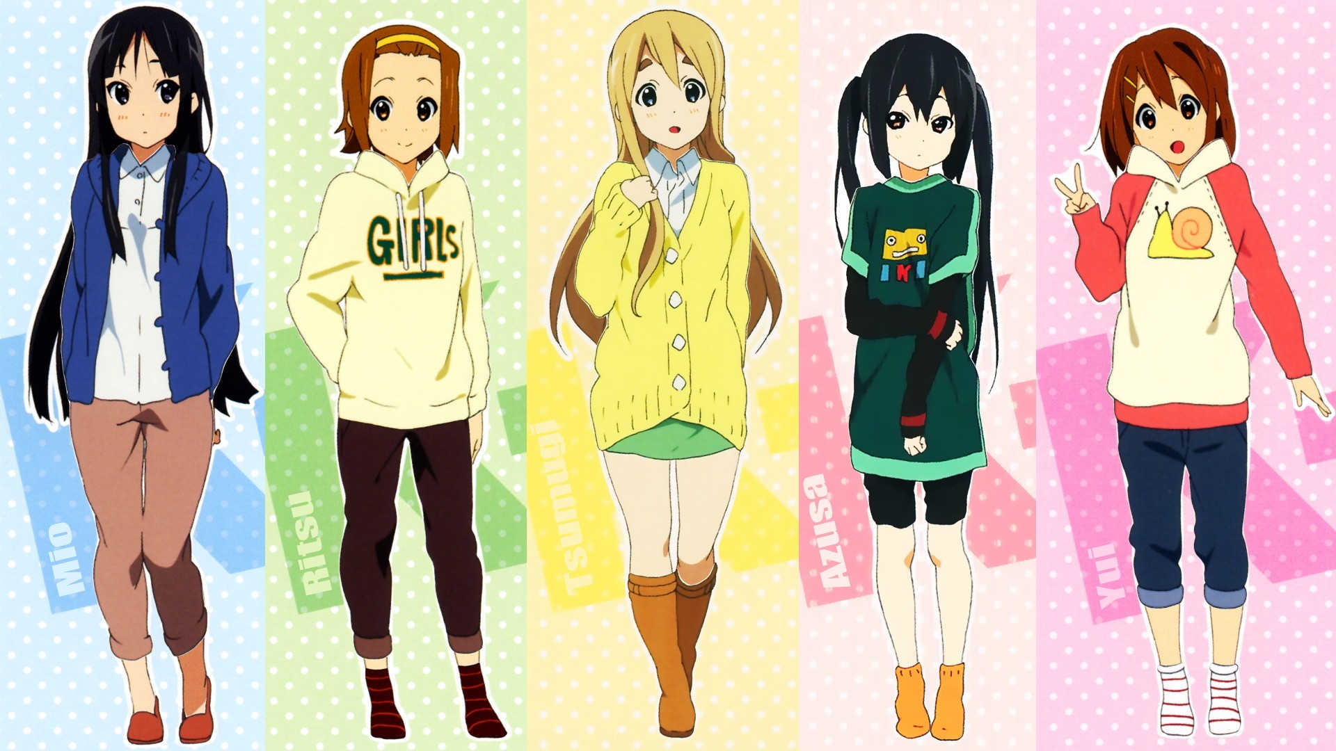 K ON!, Nakano Azusa, Akiyama Mio, Hirasawa Yui, Tainaka Ritsu, Kotobuki Tsumugi Wallpaper