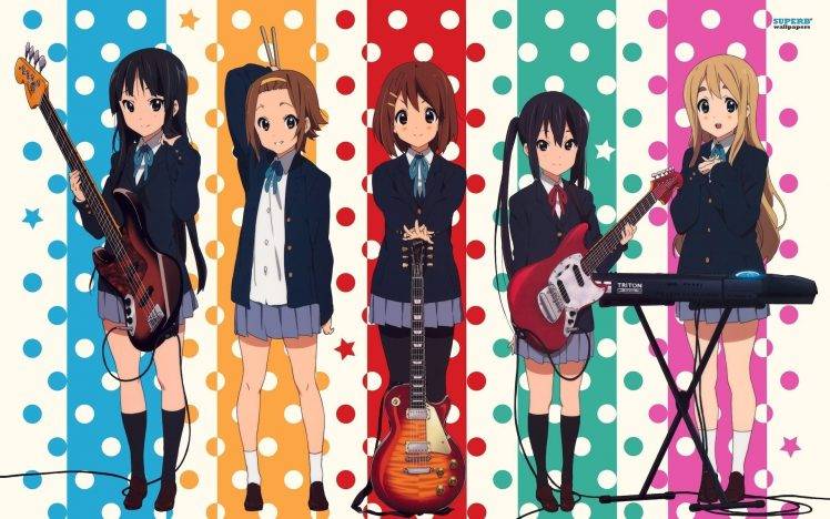 K ON!, Akiyama Mio, Hirasawa Yui, Nakano Azusa, Tainaka Ritsu, Kotobuki Tsumugi HD Wallpaper Desktop Background
