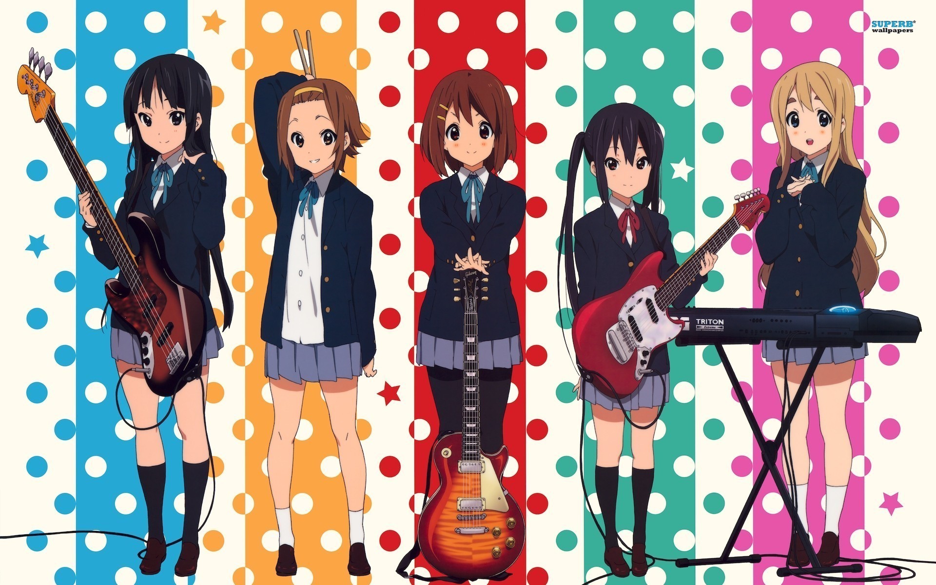 K ON!, Akiyama Mio, Hirasawa Yui, Nakano Azusa, Tainaka Ritsu, Kotobuki Tsumugi Wallpaper