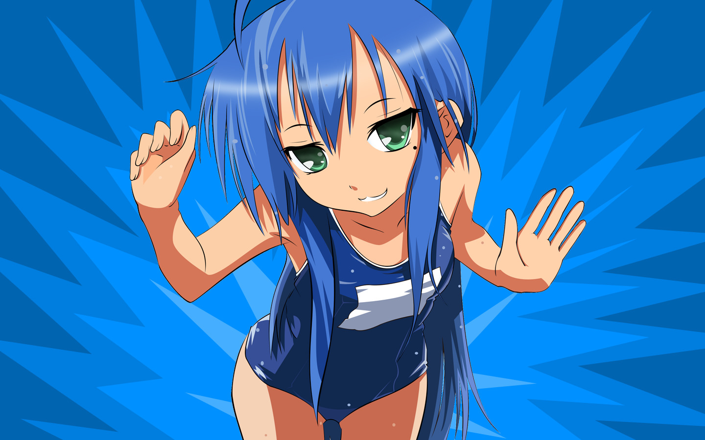 Izumi Konata, School Swimsuits, Water Drops Wallpapers HD / Desktop and