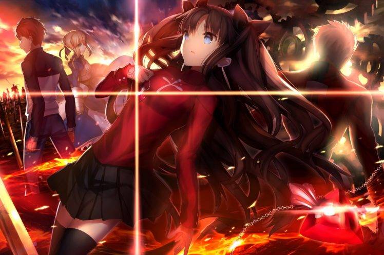 anime, Fate Series, Saber, Tohsaka Rin, Shirou Emiya, Archer (Fate Stay Night), Fate Stay Night HD Wallpaper Desktop Background