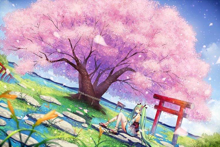 Hatsune Miku, Vocaloid, Trees, Anime Girls HD Wallpaper Desktop Background