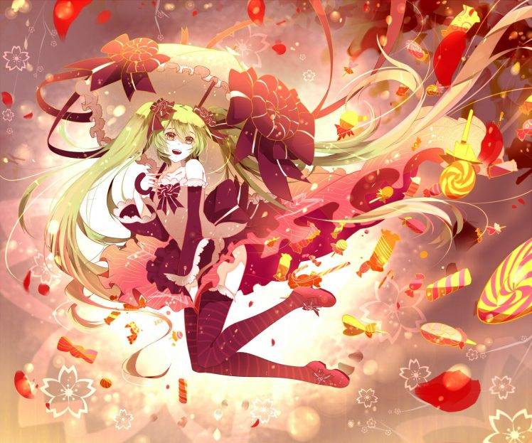 Hatsune Miku, Vocaloid, Candies, Umbrella HD Wallpaper Desktop Background