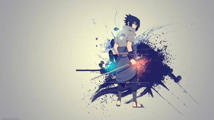 Naruto Shippuuden, Uchiha Sasuke, Paint Splatter HD Wallpaper Desktop Background