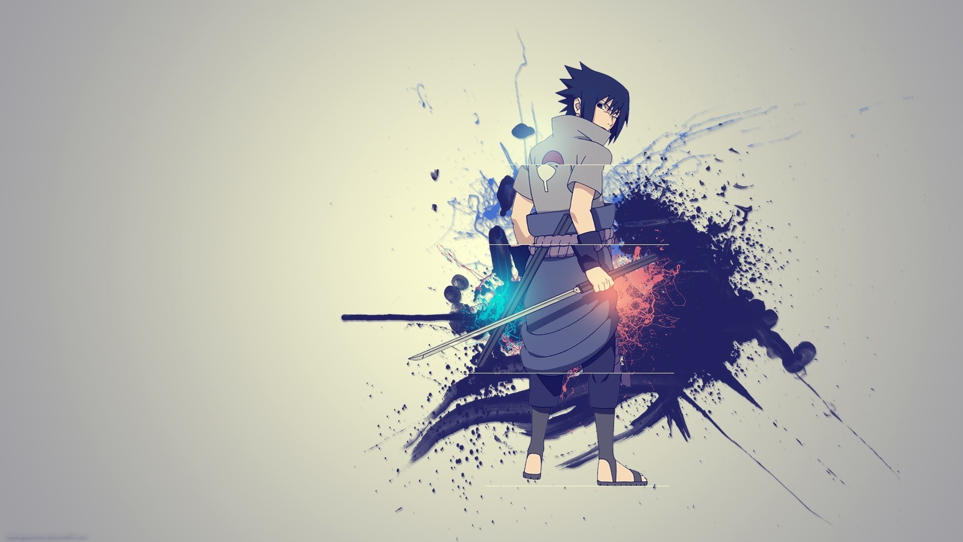 Naruto Shippuuden, Uchiha Sasuke, Paint Splatter Wallpaper