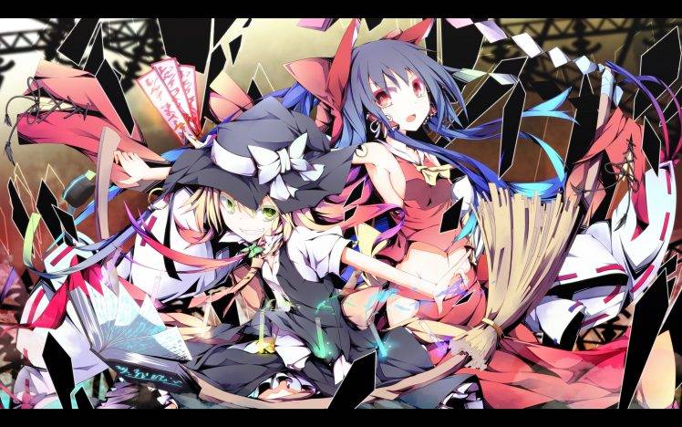 Touhou, Hakurei Reimu, Kirisame Marisa HD Wallpaper Desktop Background