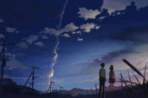 5 Centimeters Per Second, Anime, Artwork, Makoto Shinkai, Power Lines, Utility Pole
