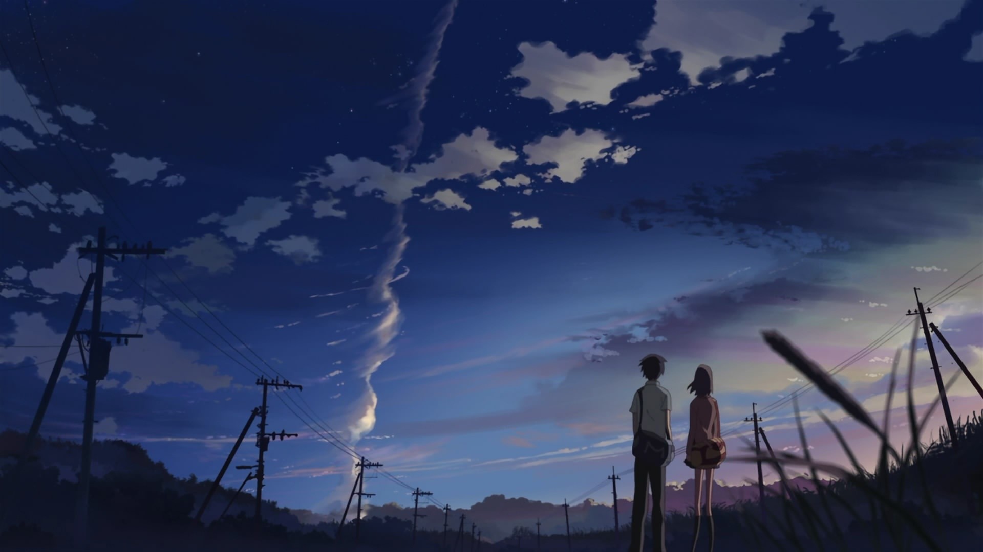 5 Centimeters Per Second, Anime, Artwork, Makoto Shinkai, Power Lines, Util...