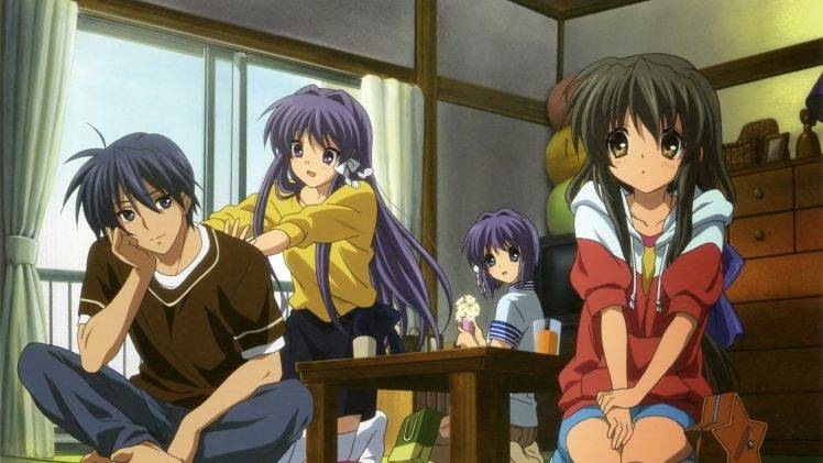 Clannad, Anime, Okazaki Tomoya, Fujibayashi Kyou, Fujibayashi Ryou, Ibuki Fuko HD Wallpaper Desktop Background