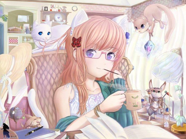 anime Girls, Glasses, Original Characters, Meganekko HD Wallpaper Desktop Background